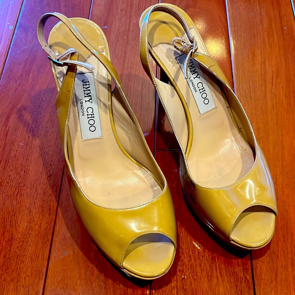 Jimmy Choo Sand Leather Nova Peep Toe 37.5